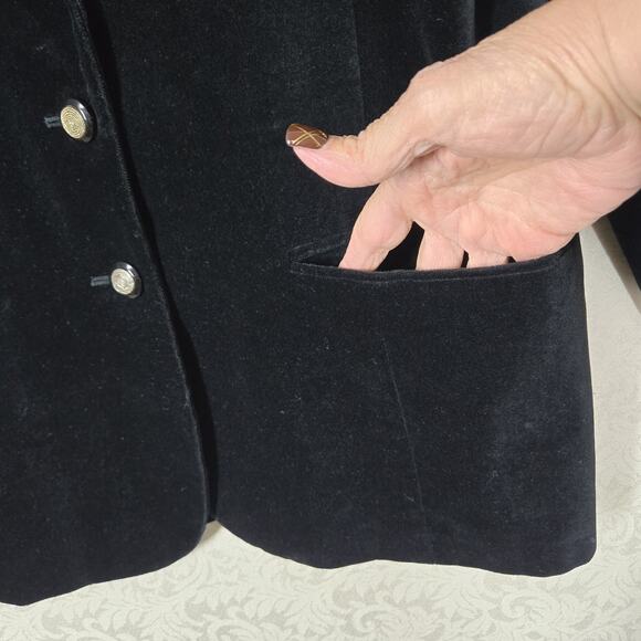 VTG International Scene Velvet Blazer Jacket sz 11/12 Black - Picture 6 of 16
